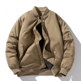 Aidase mens outfits Mens Jacket Winter Warm Coats Solid Color Hip Hop Baseball Jacket Vintage Designer Casual Parkas Outwear Pocket Windbreaker
