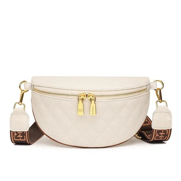 Aili's Corner Myra Quilted Leather Crescent Sling Bag