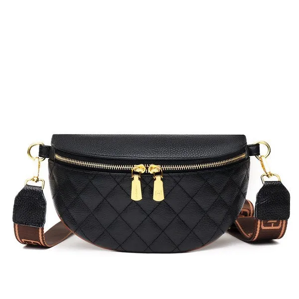 Aili's Corner Myra Quilted Leather Crescent Sling Bag