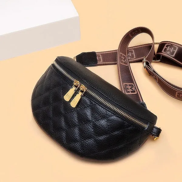 Aili's Corner Myra Quilted Leather Crescent Sling Bag