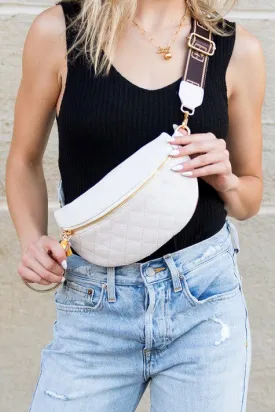Aili's Corner Myra Quilted Leather Crescent Sling Bag