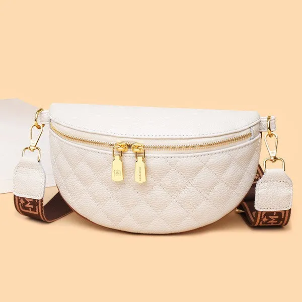 Aili's Corner Myra Quilted Leather Crescent Sling Bag