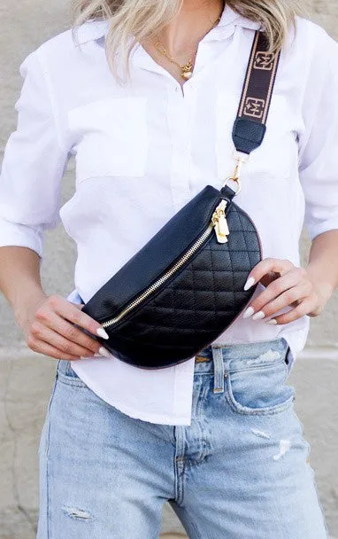 Aili's Corner Myra Quilted Leather Crescent Sling Bag