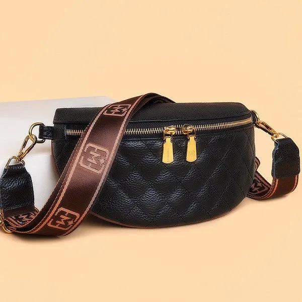Aili's Corner Myra Quilted Leather Crescent Sling Bag
