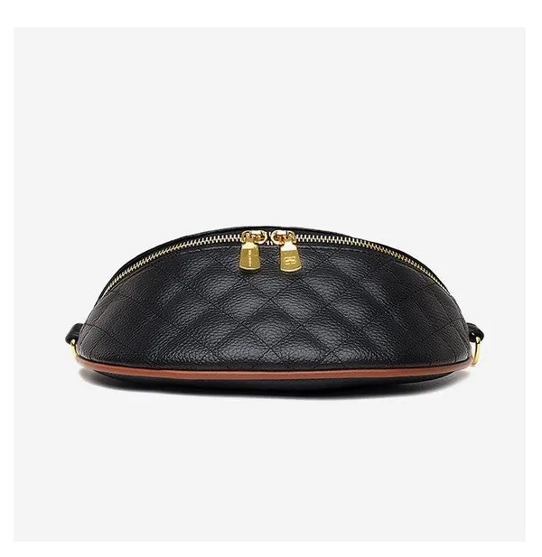 Aili's Corner Myra Quilted Leather Crescent Sling Bag