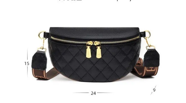 Aili's Corner Myra Quilted Leather Crescent Sling Bag