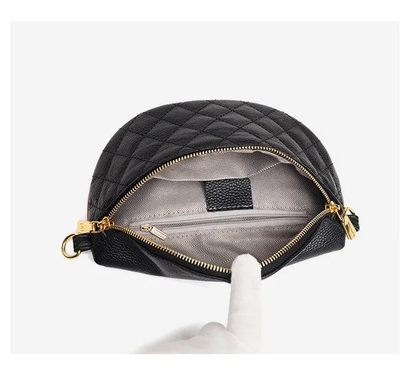 Aili's Corner Myra Quilted Leather Crescent Sling Bag