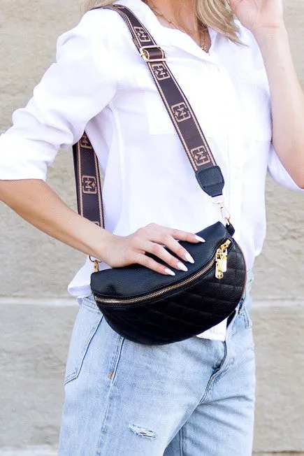 Aili's Corner Myra Quilted Leather Crescent Sling Bag
