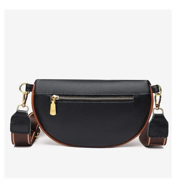 Aili's Corner Myra Quilted Leather Crescent Sling Bag