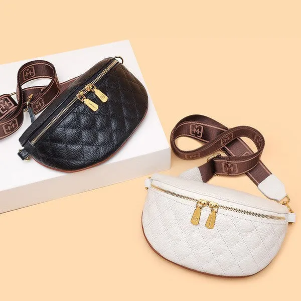 Aili's Corner Myra Quilted Leather Crescent Sling Bag