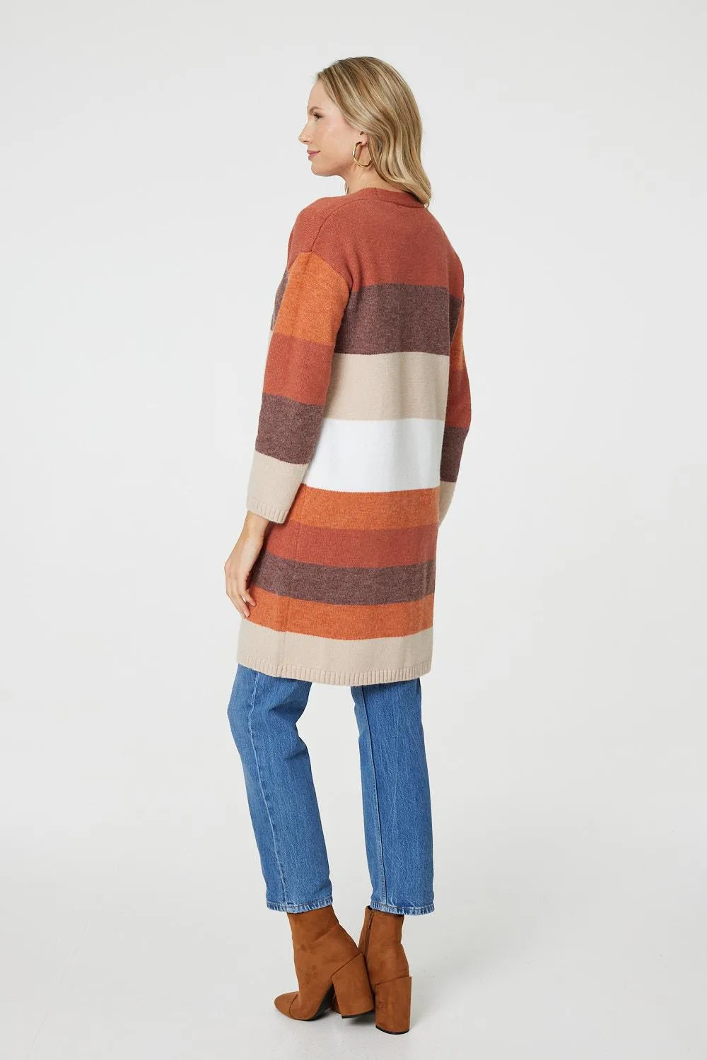 Autumn Block Stripe Longline Cardigan