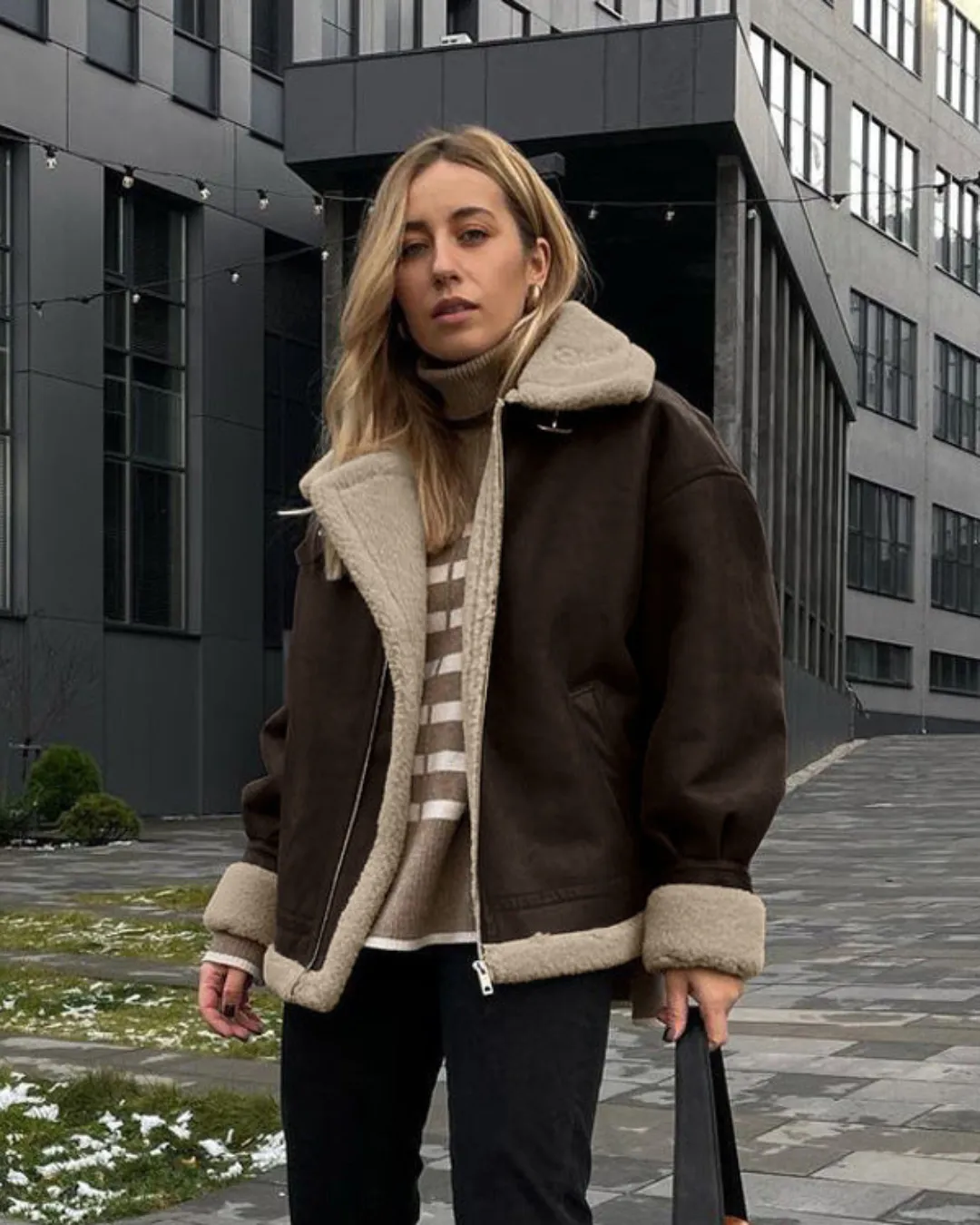 Banbury Sude & Shearling (schapenvacht) Jas - Winter Warmte & Stijl - Dames