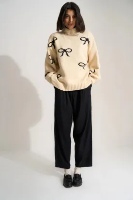 Bellamy Chunky Knit Pullover | Recycled | Creme Bow