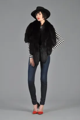 Black Fox Tail Wrap Scarf
