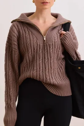 Blake Cable Knit Half-Zip Sweater