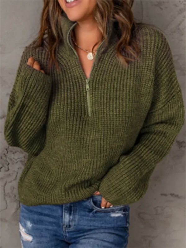 Blue Zone Planet |  Aubrey's Zippered Turtleneck Pullover Sweater