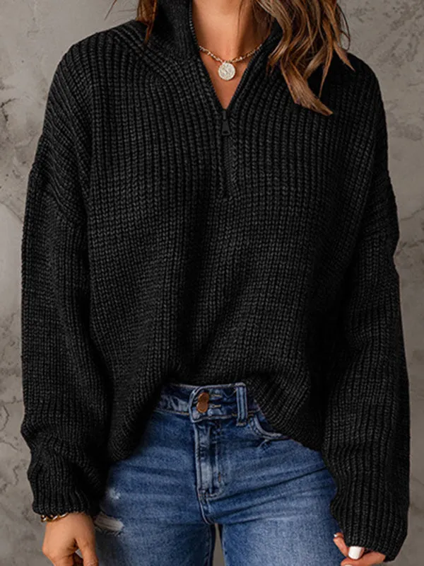 Blue Zone Planet |  Aubrey's Zippered Turtleneck Pullover Sweater