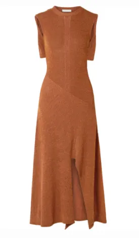 CAPE-EFFECT KNITTED MIDI DRESS