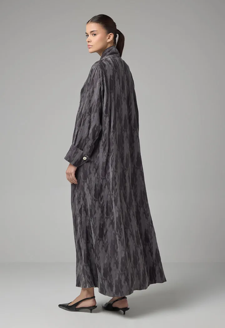 Choice Contrast Oversized Maxi Abaya With Hijab Grey