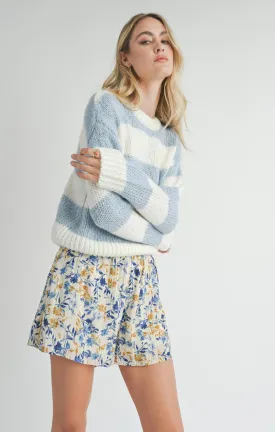 Clara Chunky Stripe Sweater | Ivory Sky