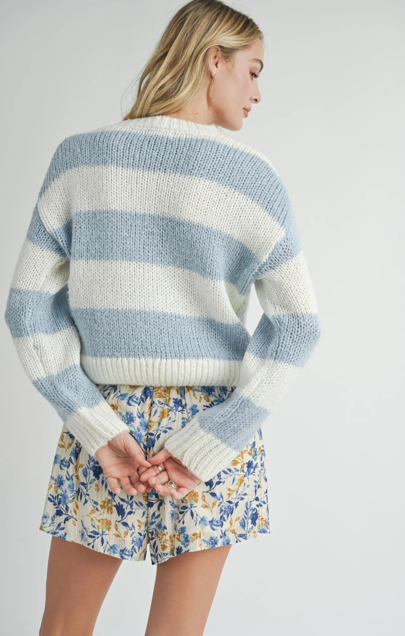 Clara Chunky Stripe Sweater | Ivory Sky