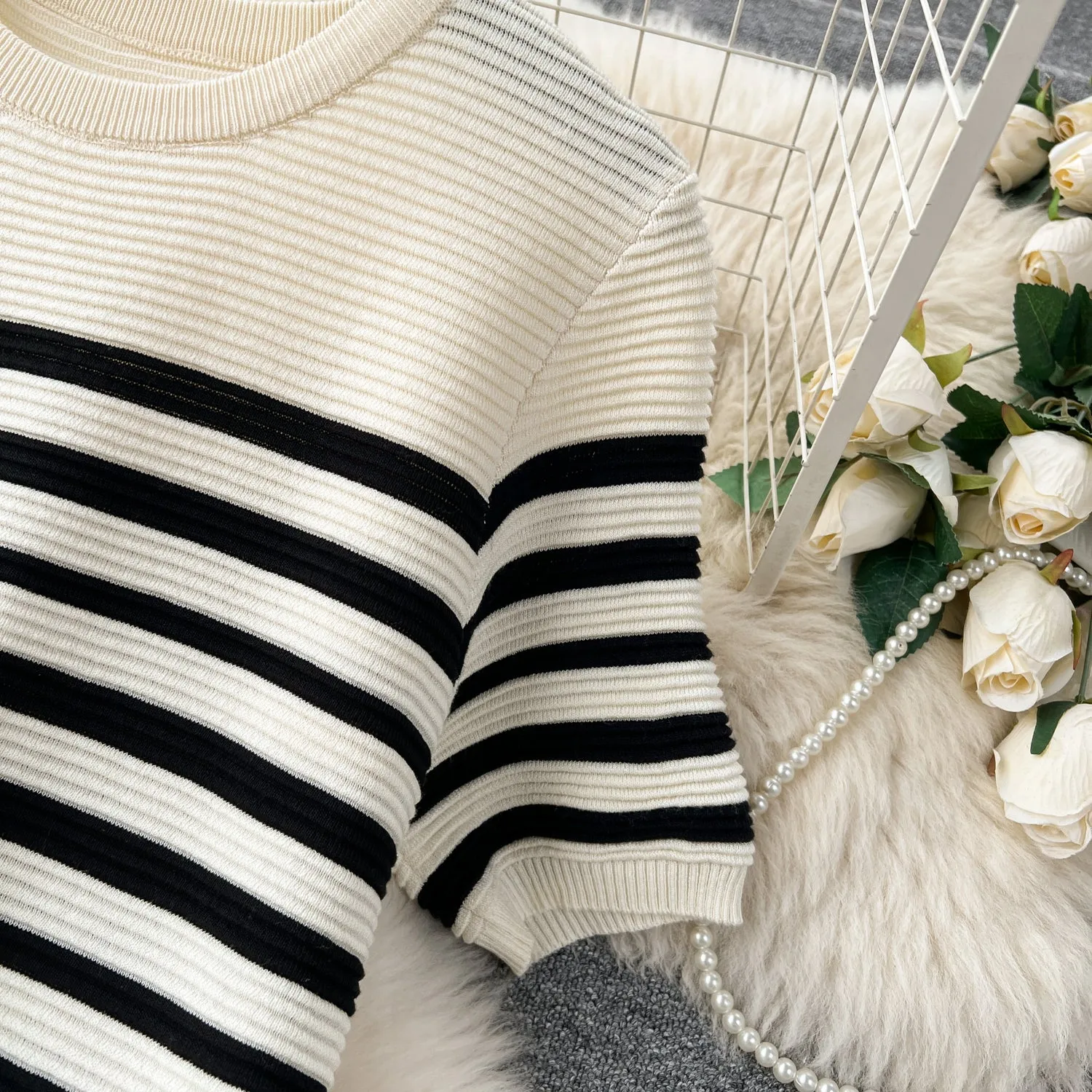 Color-block Striped Loose Knitted Dress