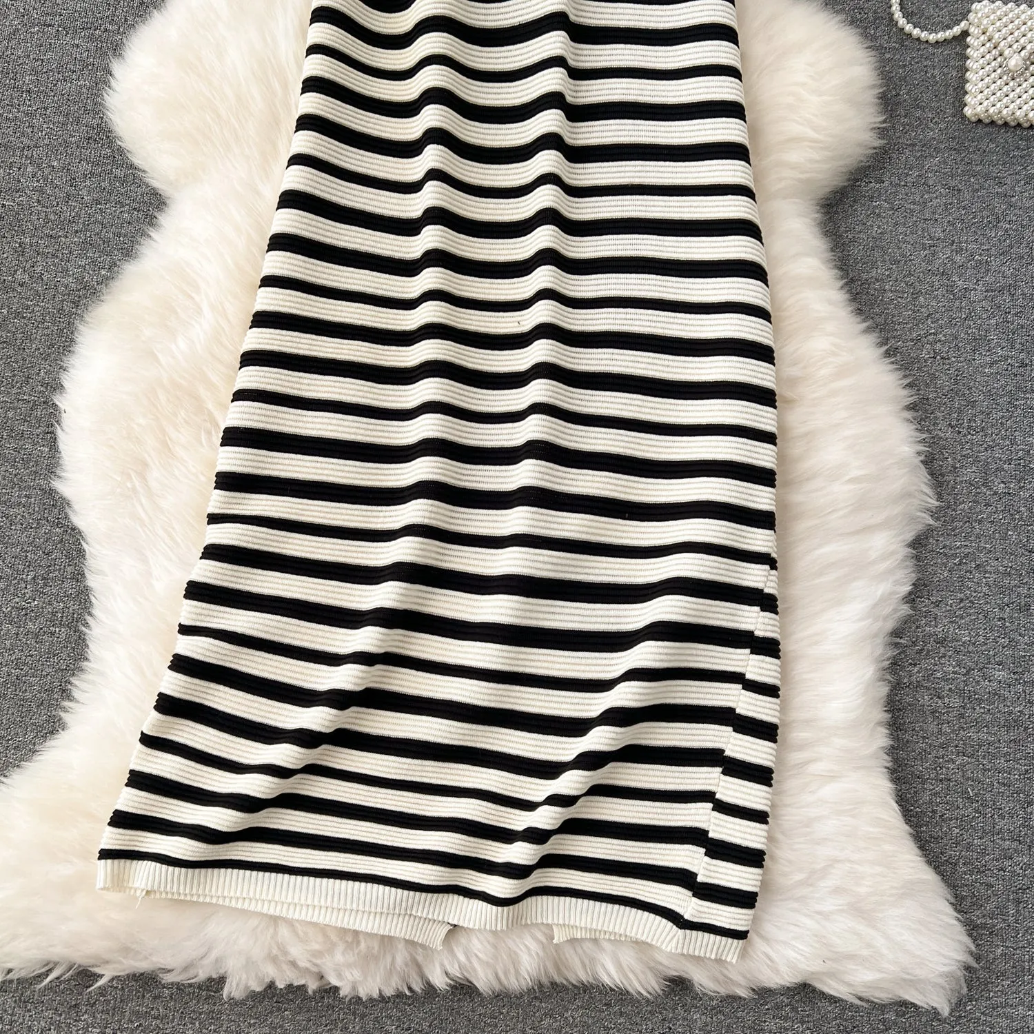 Color-block Striped Loose Knitted Dress