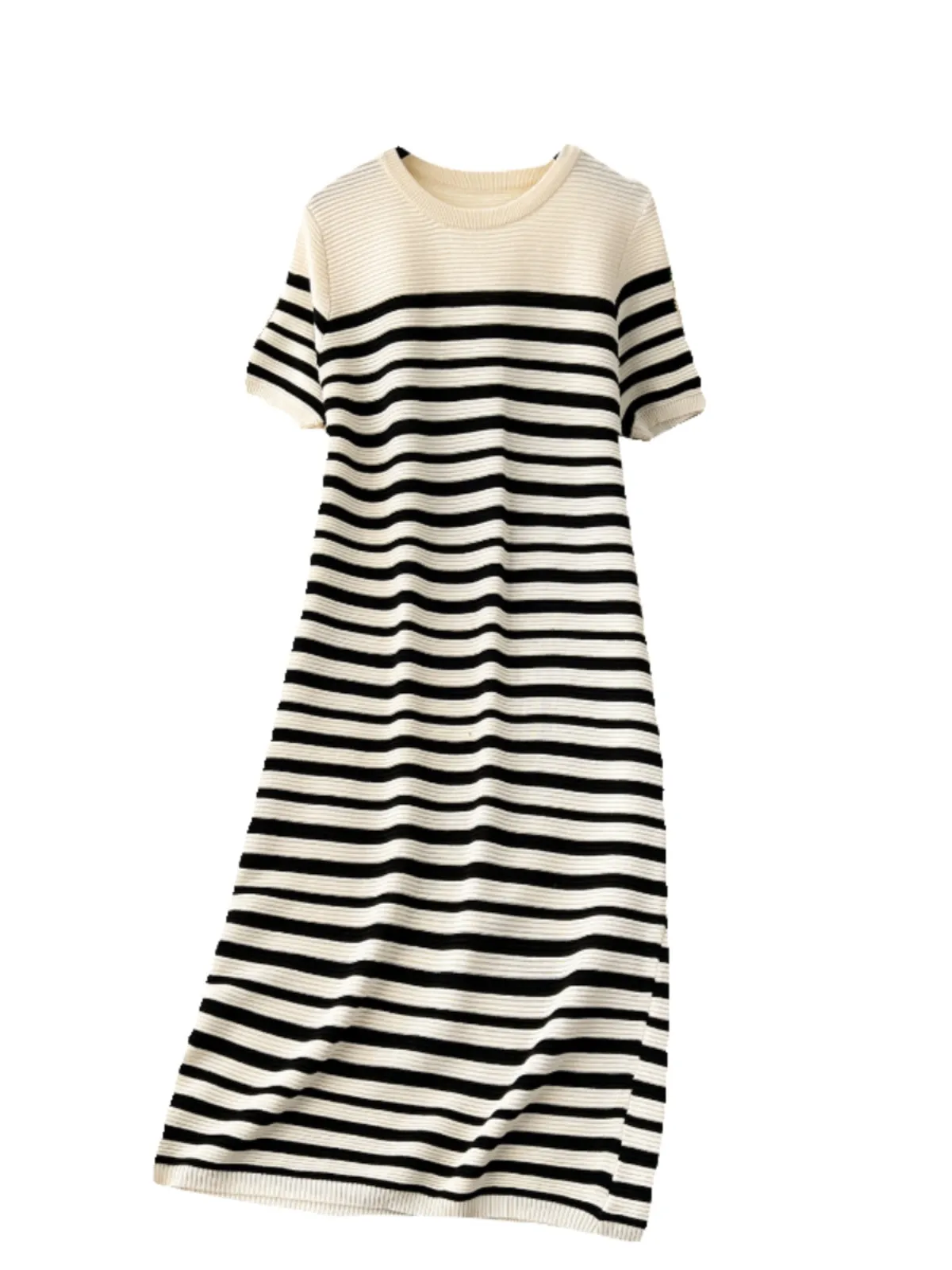 Color-block Striped Loose Knitted Dress
