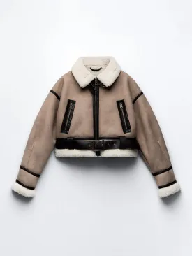 Cropped Sherpa Coat