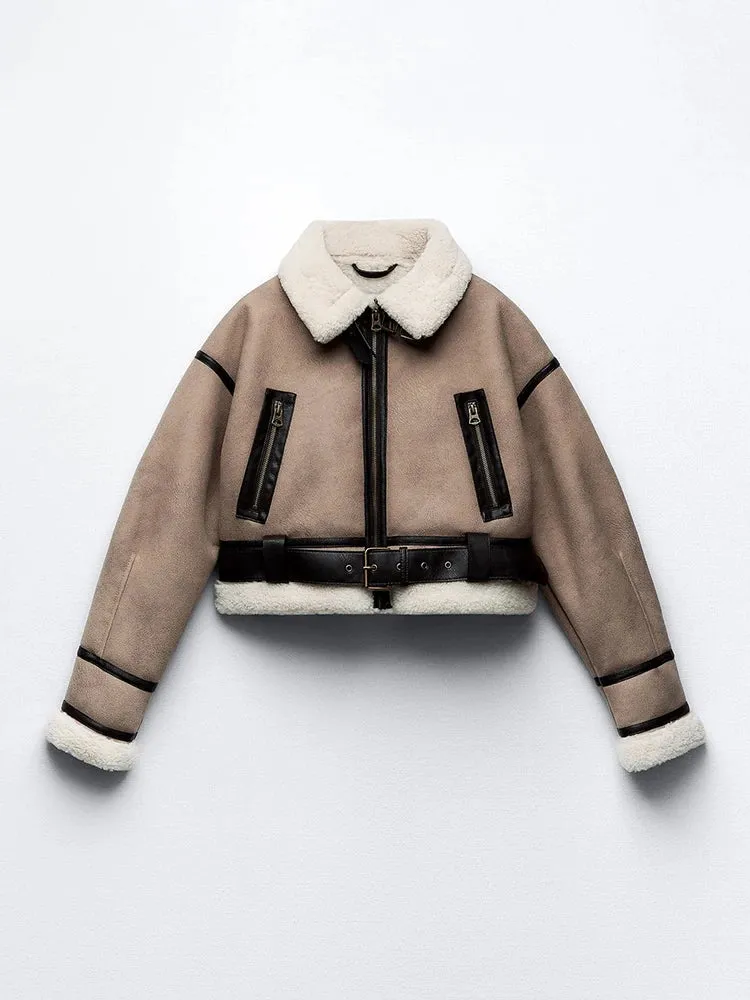 Cropped Sherpa Coat