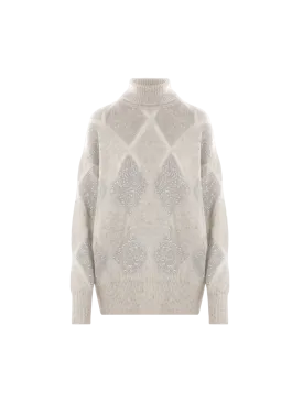 Dazzling Argyle Mohair Turtleneck