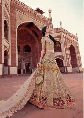 Delicate Dusty Beige Wedding Bridal Lehenga