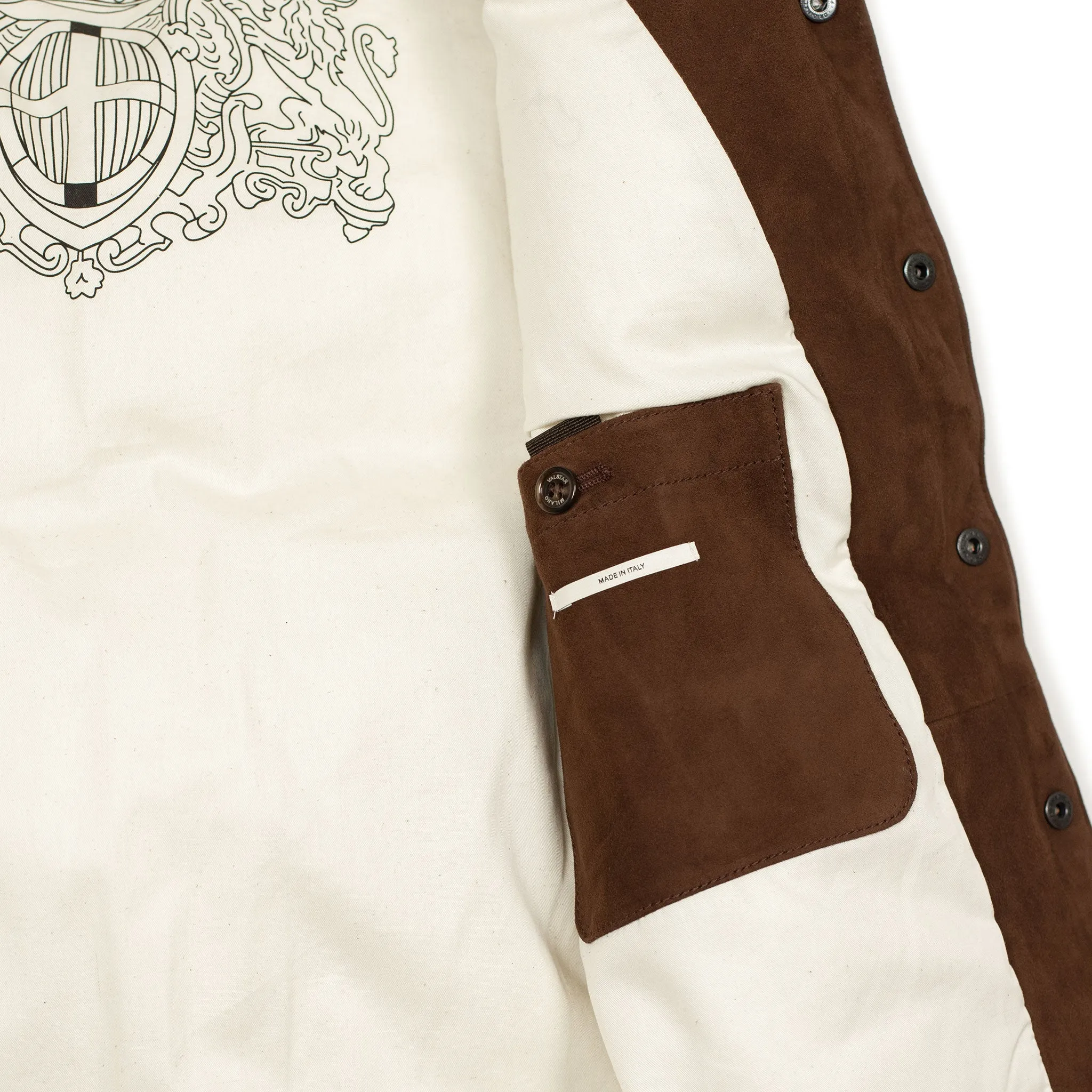 Down-filled vest in brown suede