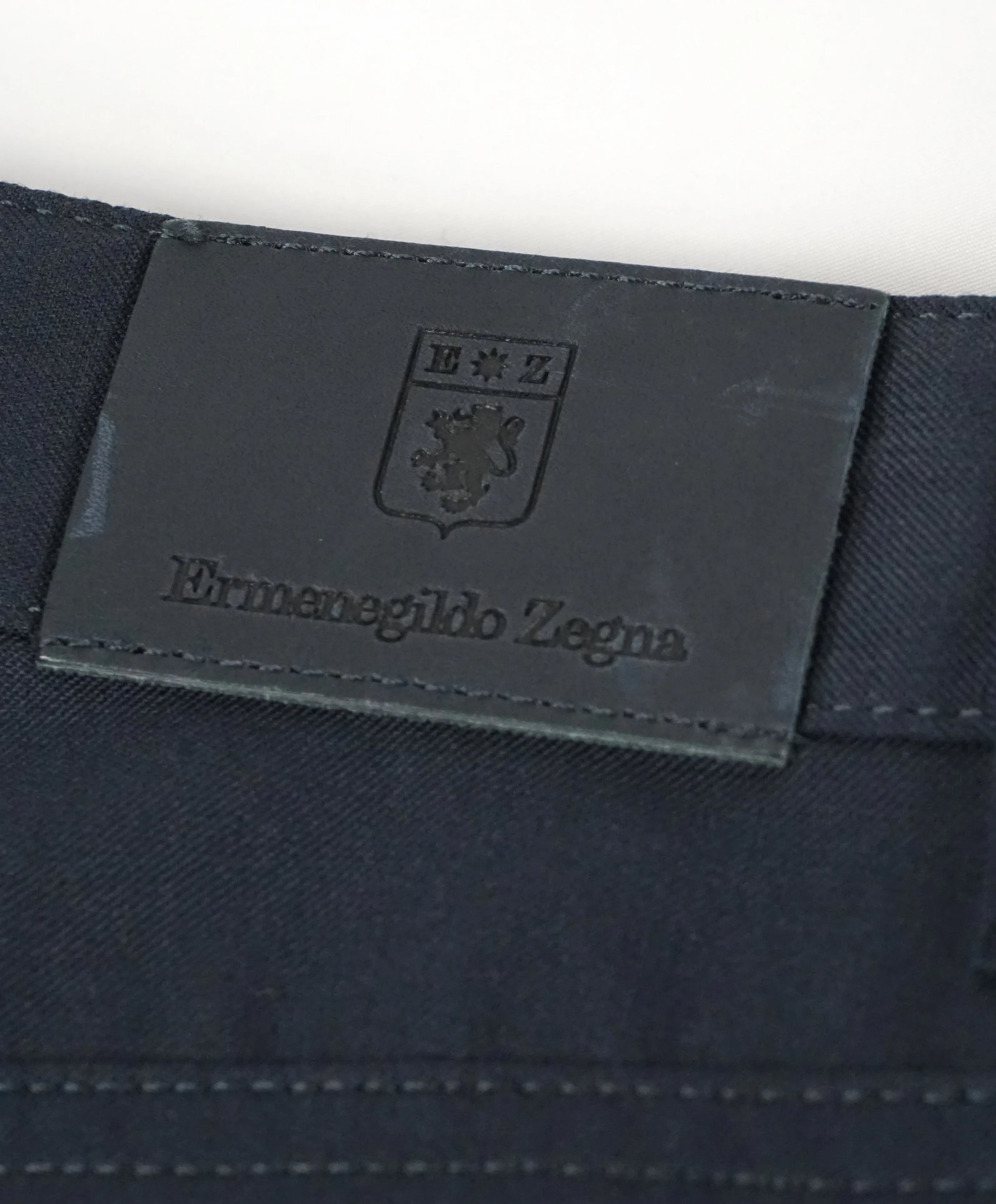 ERMENEGILDO ZEGNA - Navy 5-Pocket Twill Weave Logo Pants - 34W