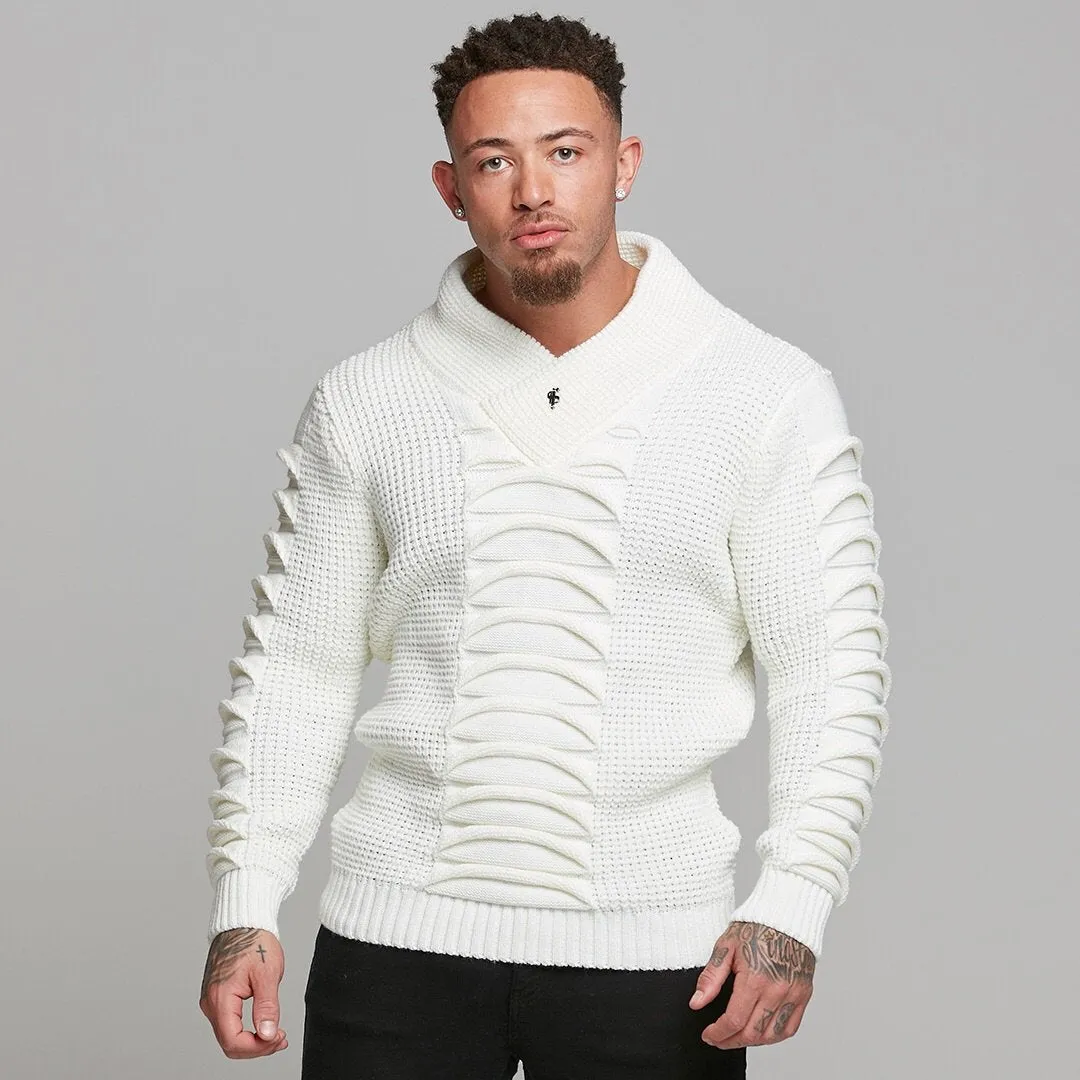 Father Sons Chunky Ripple Knit Cream Jumper - FSJ003