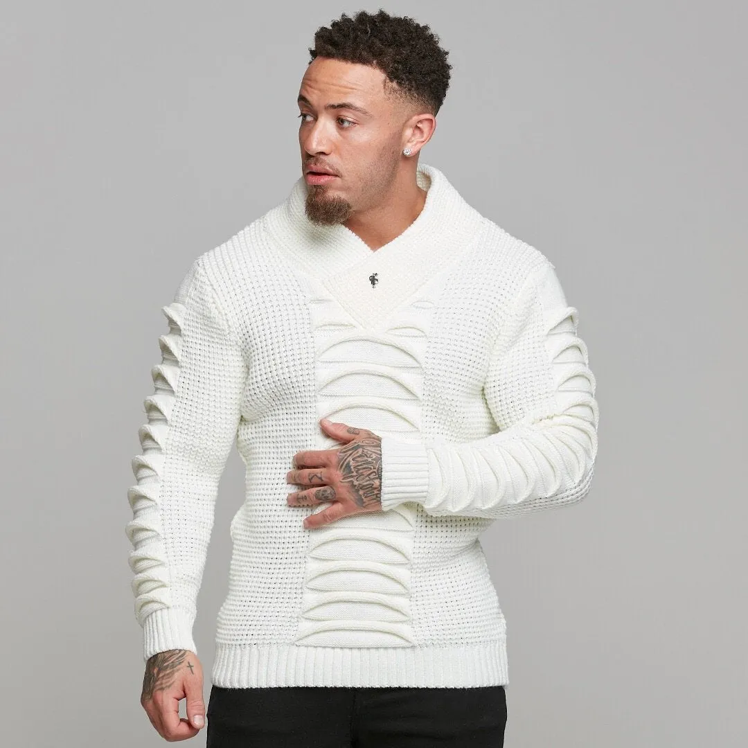 Father Sons Chunky Ripple Knit Cream Jumper - FSJ003