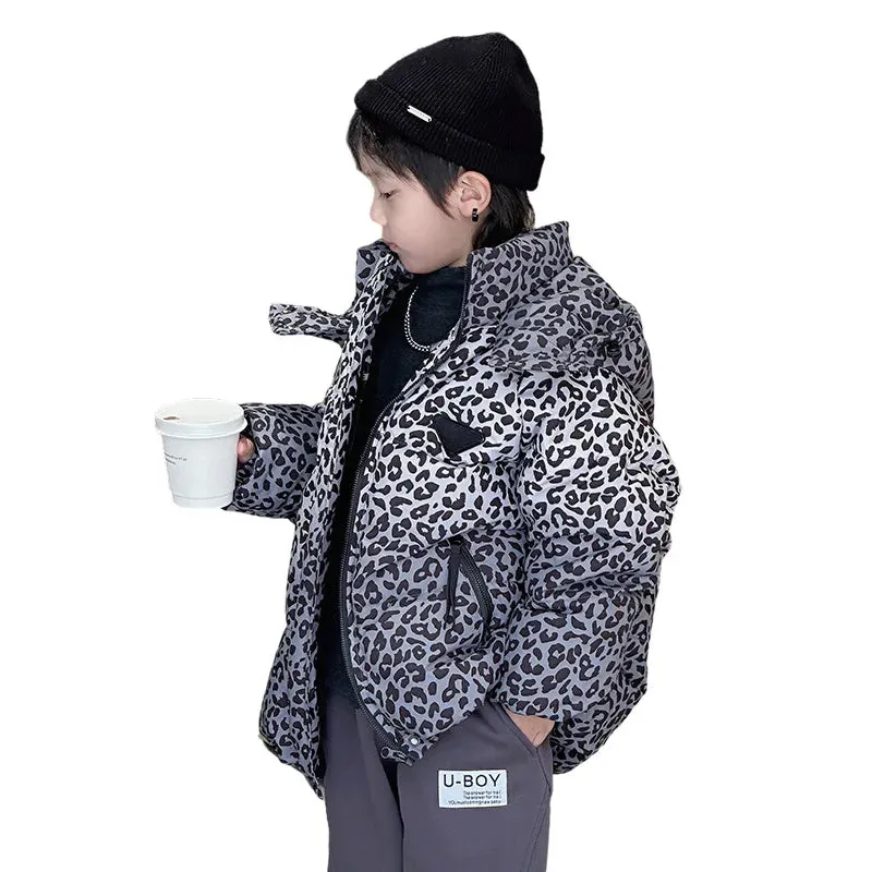 Grey Leopard Padded Coat