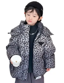 Grey Leopard Padded Coat