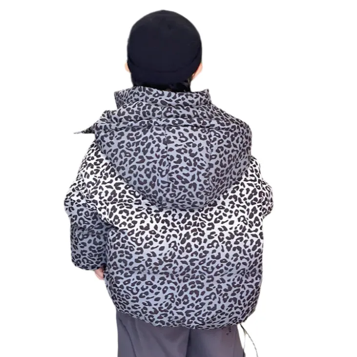 Grey Leopard Padded Coat