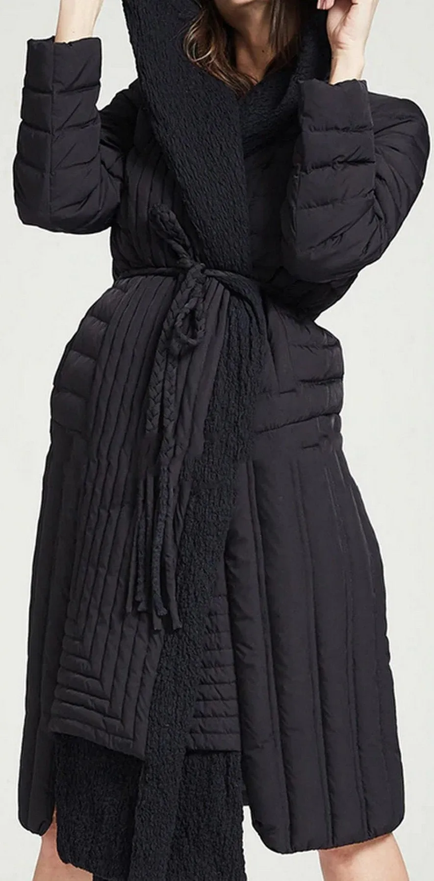 Hooded Paneled Down Coat