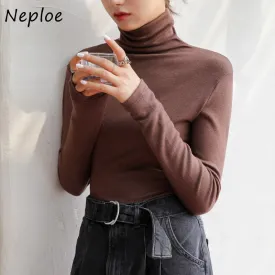 Joskaa Christmas Gift Pile Half High Collar Women's Sweater Autumn Slim Knit Sweater for Women Bottoming Top Long Sleeve Knitted Pullovers 2024