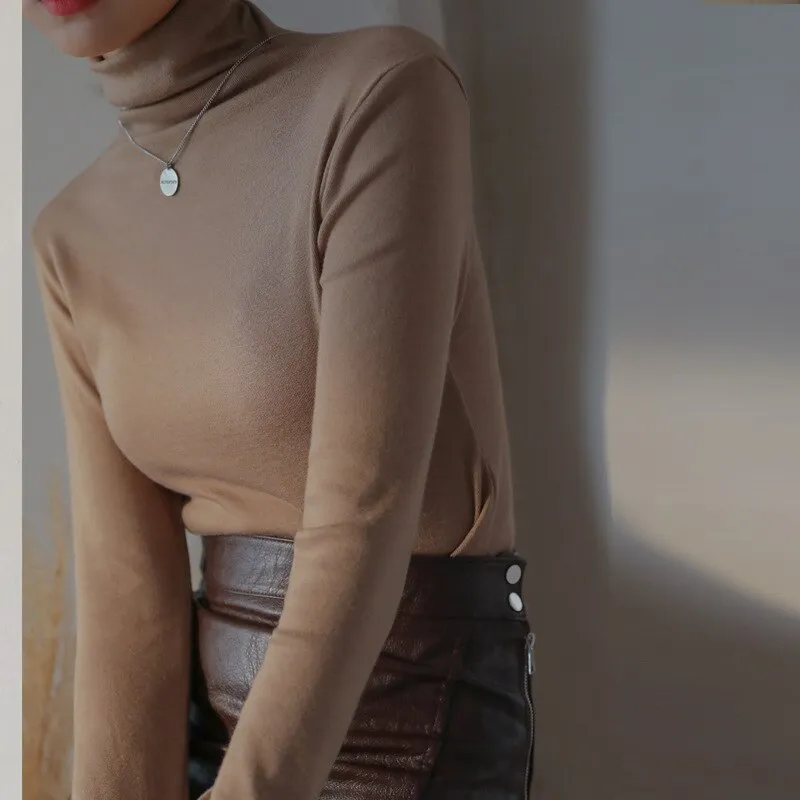 Joskaa Christmas Gift Pile Half High Collar Women's Sweater Autumn Slim Knit Sweater for Women Bottoming Top Long Sleeve Knitted Pullovers 2024