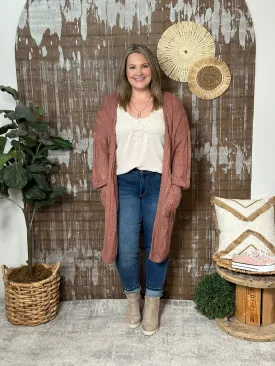 Knit Marsala Longline Cardigan