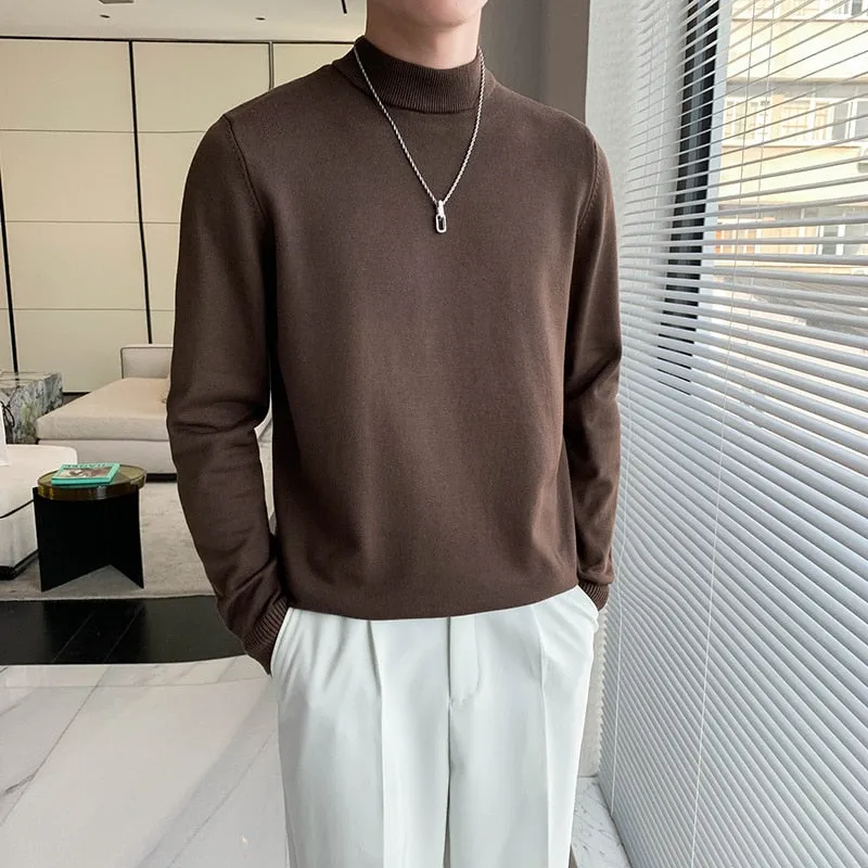 [Korean Style] 5-color Knitted Pullover Half-Turtleneck Sweaters