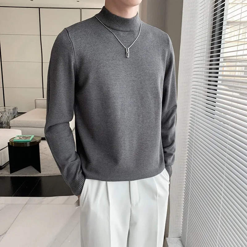 [Korean Style] 5-color Knitted Pullover Half-Turtleneck Sweaters