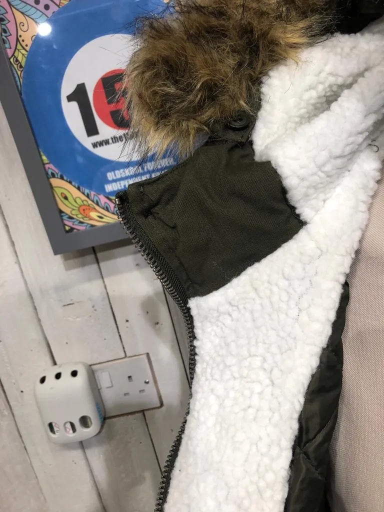 Lambretta Sherpa Parka - Khaki - Detachable Fur collar.