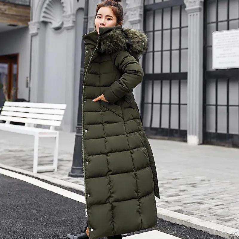 Long Parkas korean style fashion quilted jacket women winter outfits 2024 Thicken Warm  Coat Clothing Hooded Autumn Clothes
