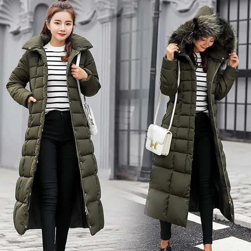 Long Parkas korean style fashion quilted jacket women winter outfits 2024 Thicken Warm  Coat Clothing Hooded Autumn Clothes