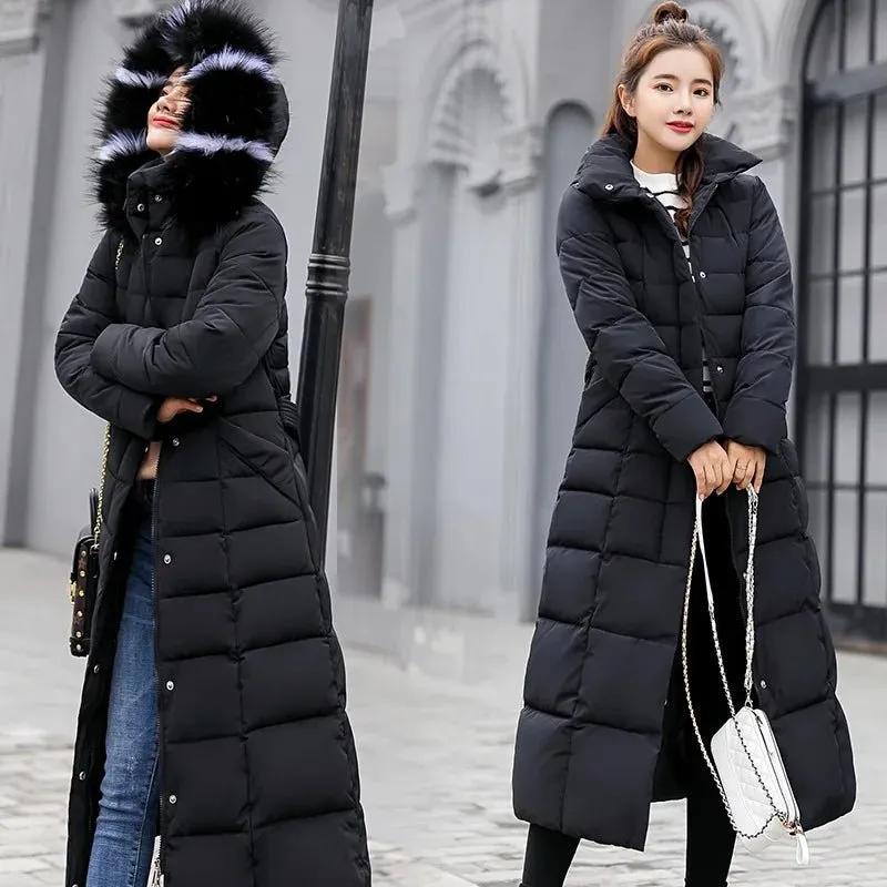 Long Parkas korean style fashion quilted jacket women winter outfits 2024 Thicken Warm  Coat Clothing Hooded Autumn Clothes