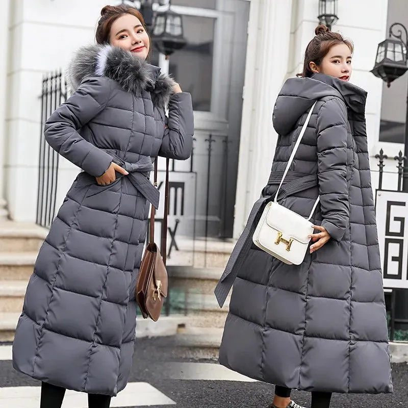 Long Parkas korean style fashion quilted jacket women winter outfits 2024 Thicken Warm  Coat Clothing Hooded Autumn Clothes